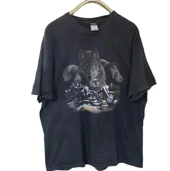 HARLEY-DAVIDSON  Vintage 1997& 2001 Lone Wolf Graphic tee. Size 2XL - Picture 2 of 8
